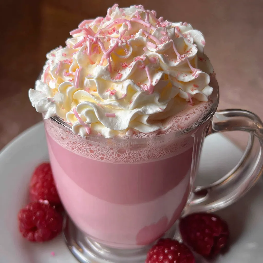 Pink Hot Chocolate: Creamy White Chocolate Raspberry Dream with Whipped Cream - tertiary view